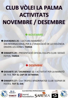 ACTIVITATS - NOVEMBRE I DESEMBRE - Club Volei La Palma