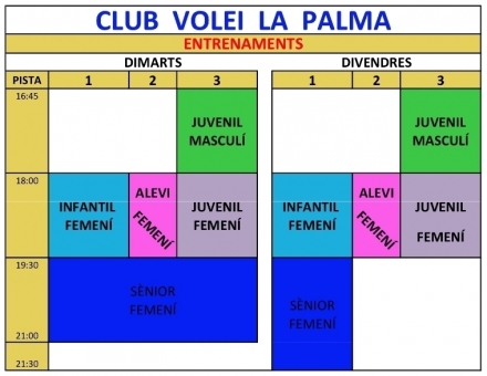HORARIS ENTRENAMENTS 2016 – 2017 - Club Volei La Palma