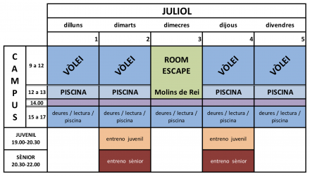 ACTIVITATS  JULIOL   CAMPUS INFANTIL/ CADET  I  ENTRENAMENTS  JUVENIL / SÈNIOR - Club Volei La Palma