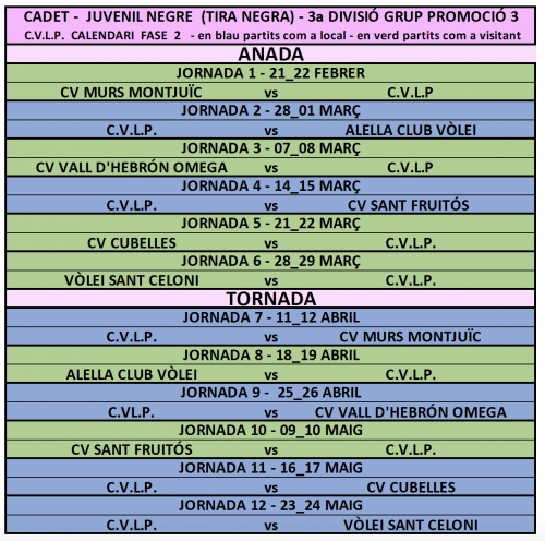 TIRA CONJUNTA CADET // JUVENIL NEGRE - Club Volei La Palma