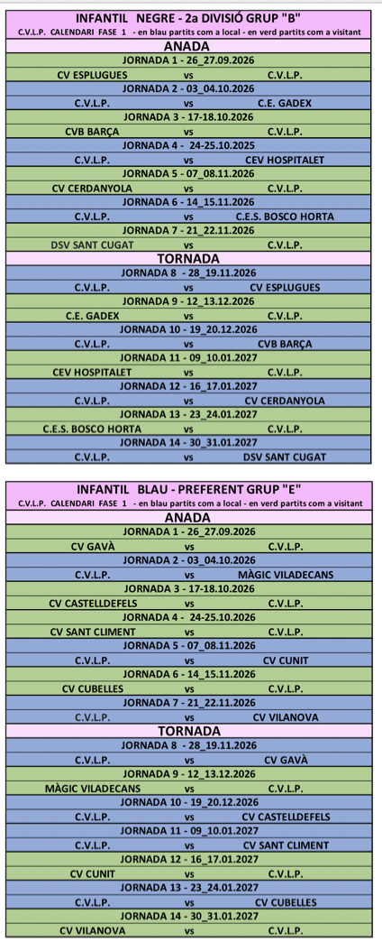 INFANTIL NEGRE  // INFANTIL BLAU - Club Volei La Palma
